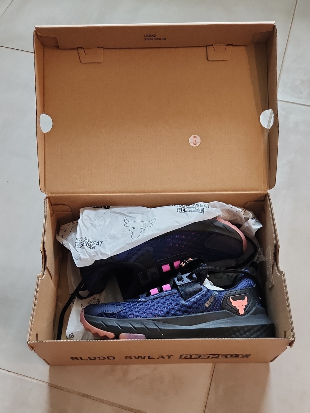 Under Armour Project Rock BSR Youth Trainers in Black with Pink Accents